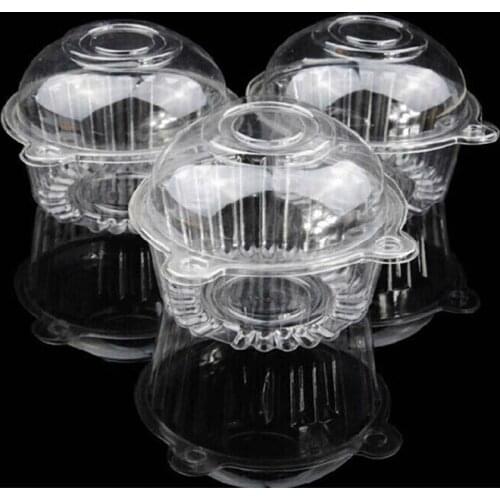 100 pcs birthday party Muffin with cap Cake PVC wraps Box Single Cupcake Case