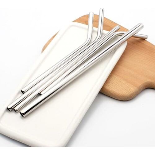 1000pcs Bend & Straight Stainless Steel Straw 6mm Drinking Straws 8.5" Reusable Metal Party Bar Drinks SN464