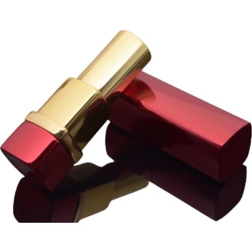 12.1mm Black Square Aluminum Lipstick Tube New Red Empty Lip Balm Cosmetic Container Refillable Packaging Bottle 10pcs/Lot