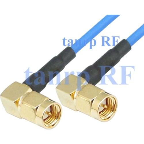 15CM coaxial Sexi Flexible blue jacket jumper cable RG405 6in SMA male plug to SMA male both 2 right angle RF 3G 4G router WIFI