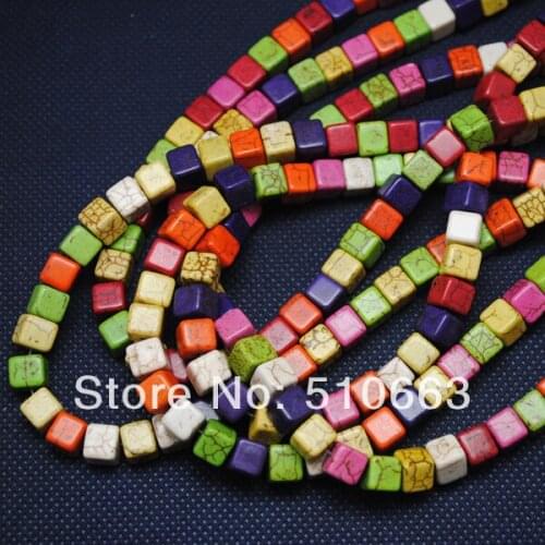 150 Pieces/Lot,Multi Color Of Turquoisee,Cubic Square Shapes,Beads Accessories,Loose DIY Beads Jewelry,Size: 7x7mm,Free Shipping