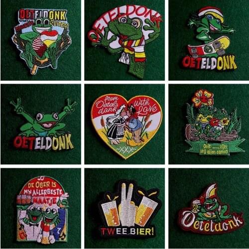 2Pcs/Lot Dutch Carnival Patch Cartoon Embroidered Patches For Clothing DIY Frog Stripe Patch Iron On Patches On Clothes Applique