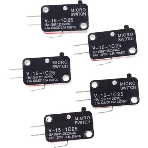 5pcs/lot 250V 16A Microwave Oven Door Arcade Cherry Push Button SPDT 1 NO 1 NC Micro Switch V-15-1C25