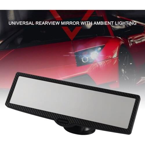 248*70mm Anti Glare Rear View Mirror, Suction Cup Universal Rearview Mirror with Ambient Lighting, 360 Adjustable for Car Truck
