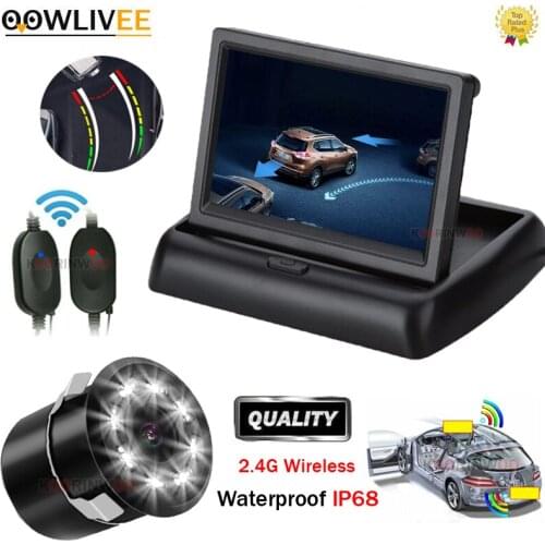 OOWLIVEE Auto Wireless Parking Kit LCD MonitorWith Camera Rear view camera Cars Smart System Bright Lights HD Camera Rear Bumper