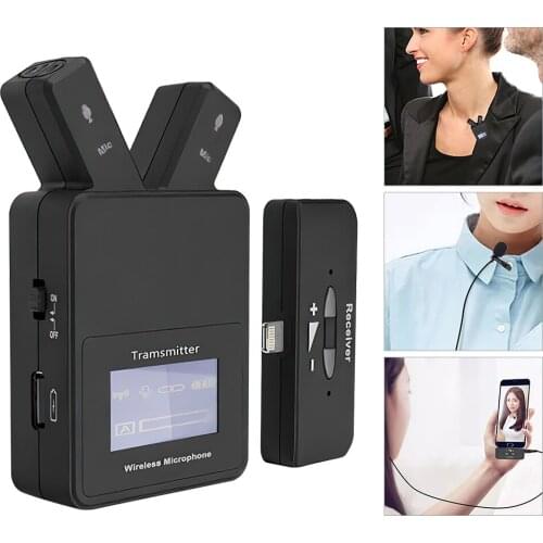 Wireless 2.4G Microphone Clip-on Lapel Lavalier Mic Type-C Lightning Plug for Phone Meeting Portable Mini Stereo Sound Quality