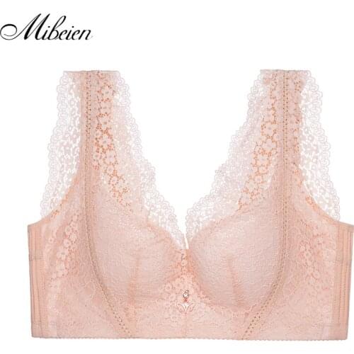No steel ring gather large size vest bra underwear sexy small flower lace cup gather thin cup sports bra 300 kg large size