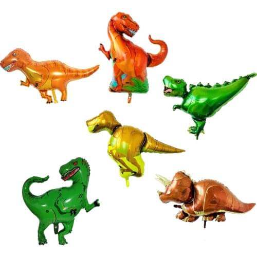 Large Dinosaur Foil Balloons Jungle Animal Boys Birthday Party Decors Jurassic Standind Dragon Kids Toys Air Globos