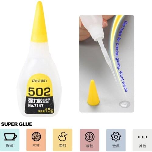 Deli Office & School 15G Flexible Instant Rubber Adhesive 502 Liquid Cyanoacrylate Super Glue Touch for Phone Screen Crystals