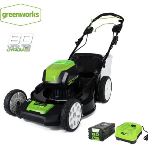 Greenworks 80V Cordless Brushless Lawn Mower steel deck 21inch 3-in-1 Mulch, rear bag, and side discharge with 5.0ah battery