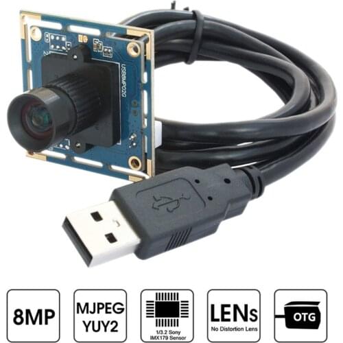 No distortion 75 degree lens HD 8MP 3264X2448 digital Sony IMX179 Mini CCTV Android Linux UVC Webcam USB Camera module