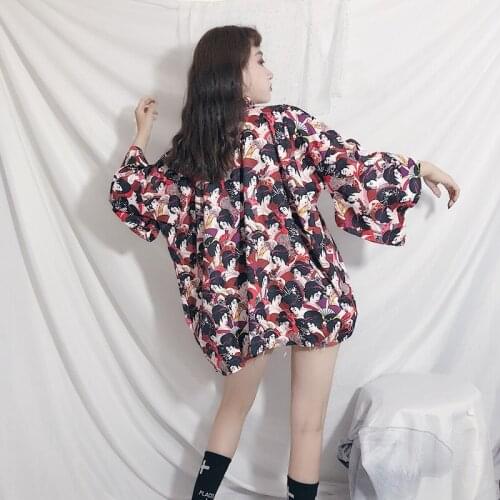 Summer 2019 Japanese Yukata Kimono Cosplay Haori Chiffon Beach Kimono Boho Chic Blouse Cardigan Big Size Harajuku Kimonos FF2113