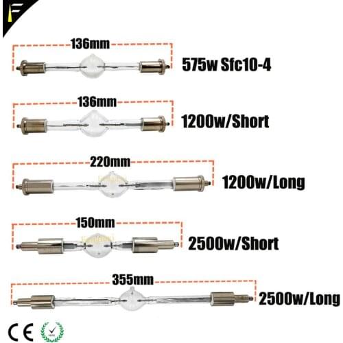 Stage Moving Head Light Bulb hmi 575W1200W2500W Long Metal Halide Lamp Double end hmi1200W/S 2500W/S Short Arc Aerial Rose Light