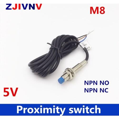 2 pcs/lot 5v proximity switch metal proximity sensor working voltage 5v 3 wires M8 NPN NO/ Normally open for microcontroller