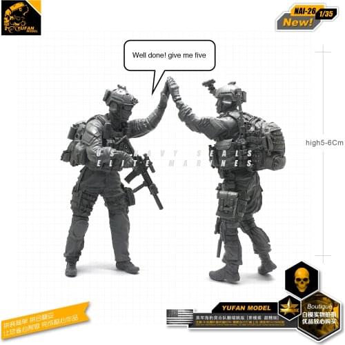 Yufan Model 1/35 Figure Model Kit Us Commando Give Me Five! Resin Soldier Model Unmounted Nai-26