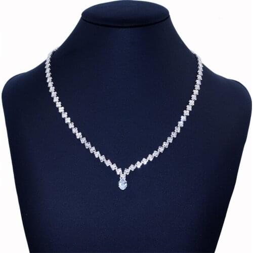 Trendy New Crystal Water Drop Pendant Necklace for Women Shiny Rhinestone Tennis Chain Necklace Statement Jewelry Party Gift