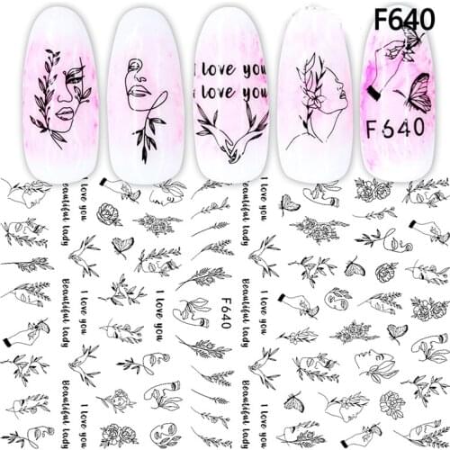 Fashion black Nails Art Manicure Back Glue Decal Decorations Nail Sticker For Nails Tips Beauty