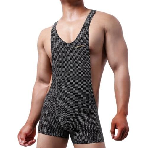 Mens Undershirts Sports Gym Fitness Bodybuilding Jumpsuits Wrestling Singlet Bodysuits Shorts Seamless Penis Pouch Underwear