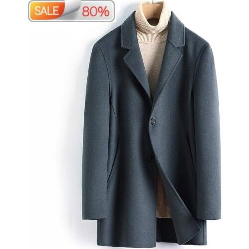 Wool Coat Men Casual Double-sided Korean Long Jacket Mens Coats and Jackets Overcoat Abrigo Hombre 2020 4AA7 B23621