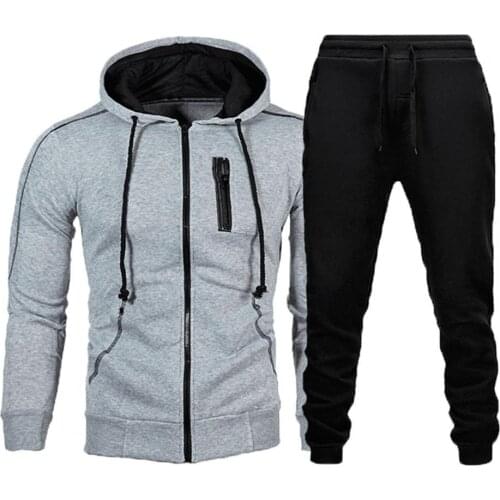 Men Tracksuit Set Color Block Hooded Men Long Sleeve Drawstring Sweatshirts Pants for Sports mens sets Black xxxl ropa hombre