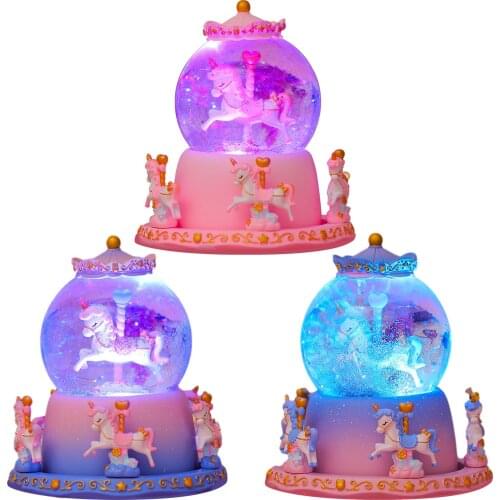 Rotate Music Box Luxury Carousel Glass Ball Doll Miniature Dollhouse Toy With Castle In The Sky Tune Perfect For Birthday Gift