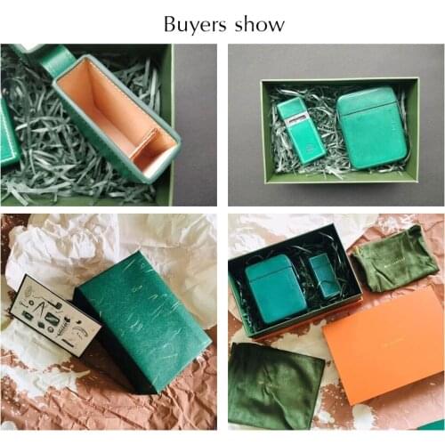 2pcs set Leather Portable Ashtray Cigarette Case Combination Lighter storage Suit High grade Best European Gifts for men