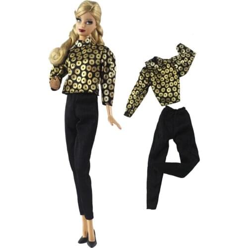NK 1 PCS New Doll Fashion Shirt Black Long Trouseres Clothes For Barbie Doll Accessories Child Toys Girls' Gift 227A 10X
