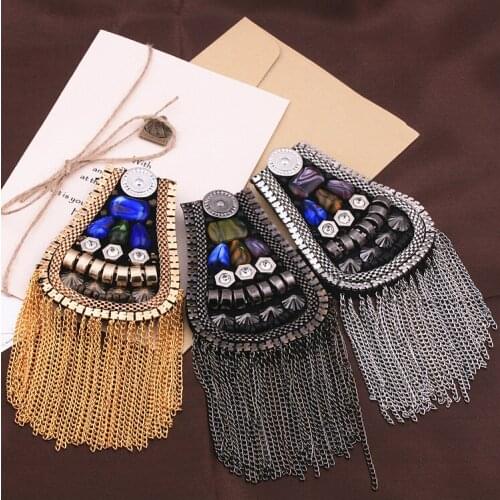 New DIY Fashion Accessories Accessories Epaulette Patch Luxury British Retro Metal Tassel Epaulette Jewelry