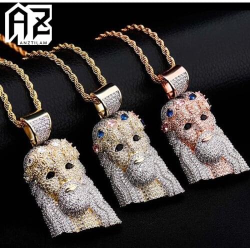 AZ Hip Hop Iced Out Jesus Pendants Necklace Paved Setting Bling AAA+ CZ Stone Long Link Chain Necklace For Men Rapper Jewelry