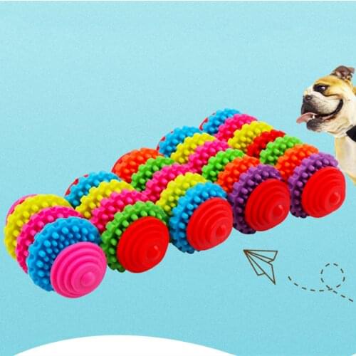 Durable Rubber Pet Dog Puppy Cat Dental Teething Healthy Teeth Clean Gums Chew Play Toy Tool for Random Color for Pet Accessory