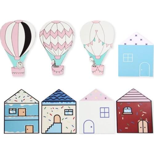 Nordic Wood Plastic Board Kids Room Decor Cute Hot Air Balloon Ornaments 3D Stereo Wall Decoration Child Best Gift wood onlays
