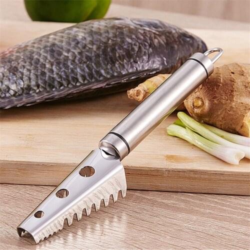 Fish Scraper Brush Descaler Skinner Scaler 304 stainless steel fish scale planer Cleaning Fish Skin Fishing Tools Kitchen Tools