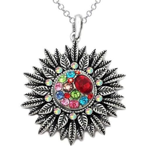Interchangeable flower Ginger 261 Snap Button Pendant Necklace Jewelry Fit 18mm Snap Button Charm jewelry For Women Gift