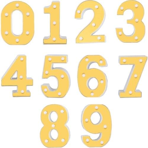 3D LED Night Lamp 0-9 Digital Number Lights Battery Powered Marquee Sign for Wedding Birthday Party Christmas Home Bar M6CE