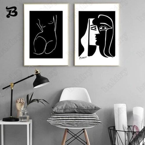 Home Decoration Canvas Painting Gallery Wall Art Posters and Prints Black White Abstract Wall Art Pictures for Living Room Decor