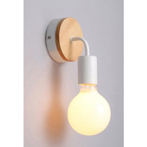 Vintage Wood Loft Wall Lamp Iron E27 White Black Indoor Sconces Living Bedroom Home Decorative Lighting Light