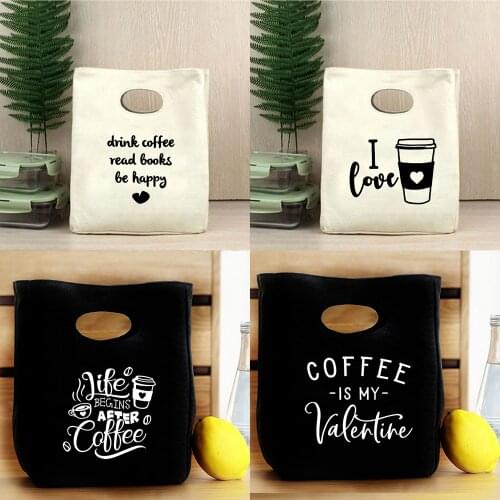 All I Need Is Coffee and My Dog Canvas Portable Eco Lunch Bags Foldable Harajuku Lunch Bag for Kids School Teacher Cooler Bag