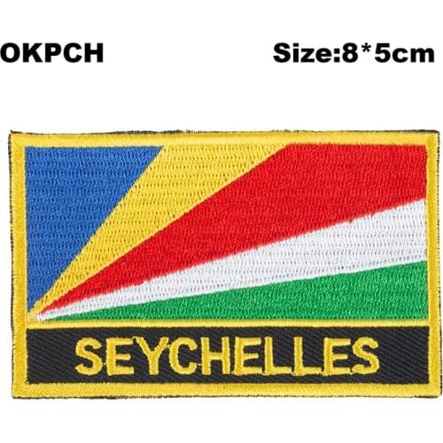Seychelles Flag patcheswork fabric embroidery patch cutstom DIY stickers on clothing with iron PT0156-R