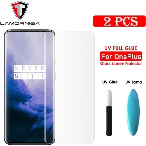 Lamorniea UV Tempered Glass For Oneplus 7T Pro 100D UV Full Liquid Glue Screen Protector For Oneplus 7 Pro UV Full Glue Glass