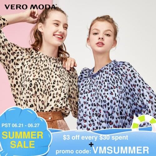 Vero Moda Womens Leopard Print 3/4 Sleeves Chiffon Shirt | 319358519