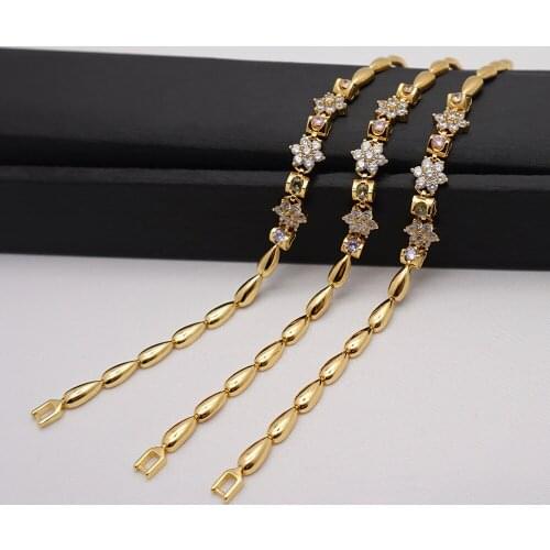 Women Sexy Clear Shining Crystal Rhinestone Gold Bracelets Zirconia Wedding Jewelry