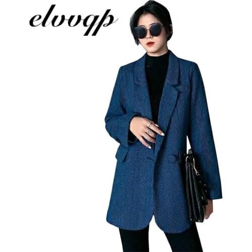 High Quality Blue Women Blazer Pockets Jackets Female Retro Elegant Office Work Suits Coat Feminino Blazers Outerwear Chic Tops