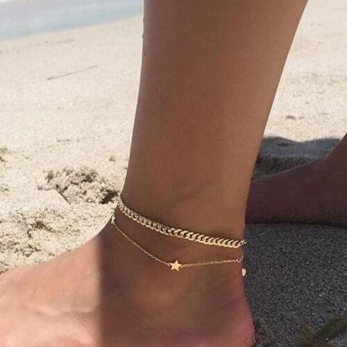 Boho Jewelry Star Anklet Fashion Multilayer Foot Chain Enkelbandje New Ankle Bracelet For Women Beach Accessories Gift Joyas