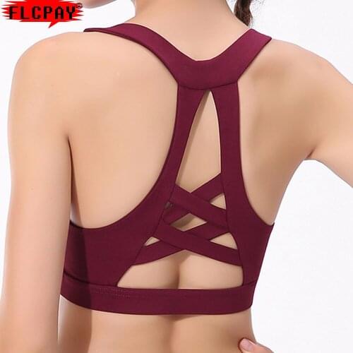 Womens Medium Mesh Support Cross Back Wirefree Removable Cups Sport Bra Tops Freedom Seamless Yoga Running Sports Bras