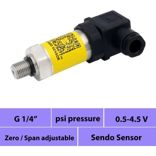 0.5 to 4.5 v pressure transmitter, 5v power and g 1 4 thead sensor, low range 0 5, 15, 30, 75 psi, high 6000, 5000, 4000 psi