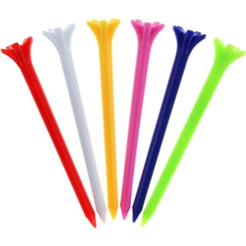 100Pcs/Pack 6 Colors Professional Zero Friction 5 Prong 70mm Golf Tee 5 Claw Less Resistance Durable Plastic Golf Tees