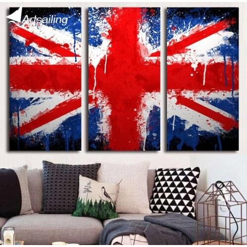 3 pieces canvas art HD Printed the Union Jack Painting on canvas room decor print poster picture canvas Free shipping/ny-5712