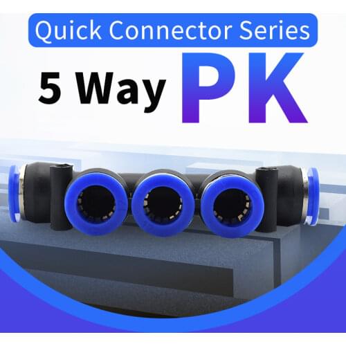 1 pcs Pneumatic 5-Way Connector Quick Fitting Pneumatic Connector Push In Fit For Air/Water Tube PK 4 6 8 10 12mm