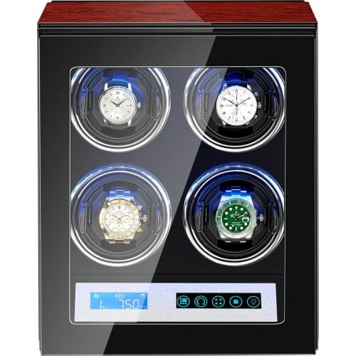 AAA Quality 5 Modes Rosewood Watch Winder with Quiet Japanese Mabuchi Motor 4+0 Storage Ultra-quiet Japanese motor with LED