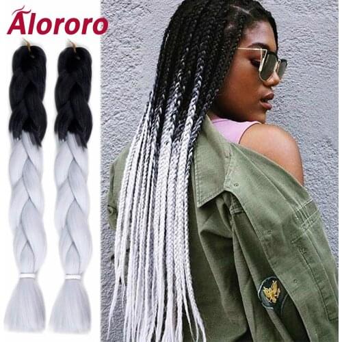 Alororo Afro Ombre Braiding Hair Synthetic Hair Extensions 24 inch Pink Blue Red Blonde Jumbo Braid Hair Products Wholesale